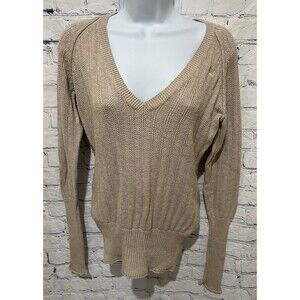 Between Me & You Cotton Sweater Beige Anthropologie Long Sleeve Medium